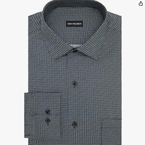 Van Heusen Men's Dress Shirt Slim Fit Ultra Wrinkle Free Flex Collar Stretch - L